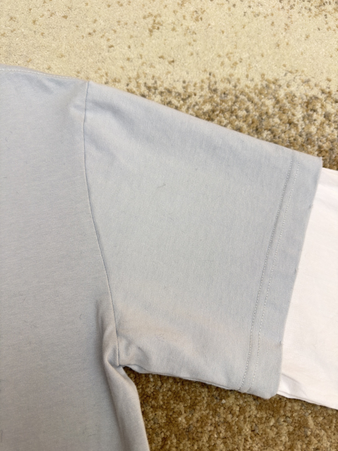 Acne Studios 钱币字母假两件圆领T恤 打底衫 长袖 浅灰色 A5 CL0322-AAB