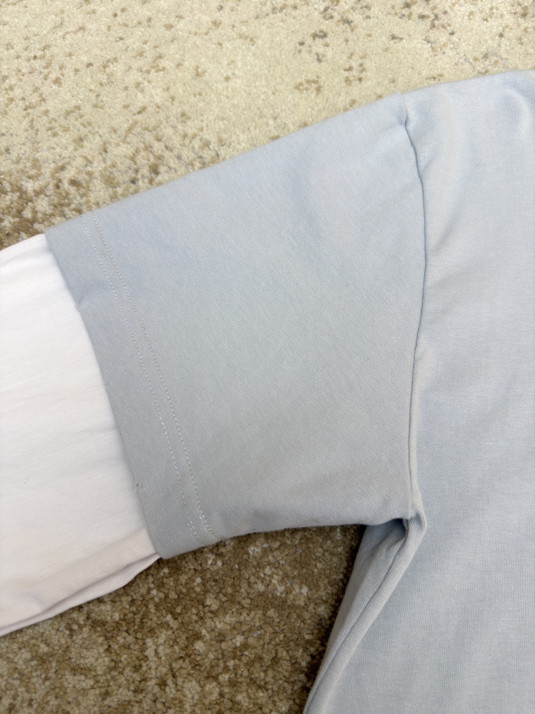 Acne Studios 钱币字母假两件圆领T恤 打底衫 长袖 浅灰色 A5 CL0322-AAB