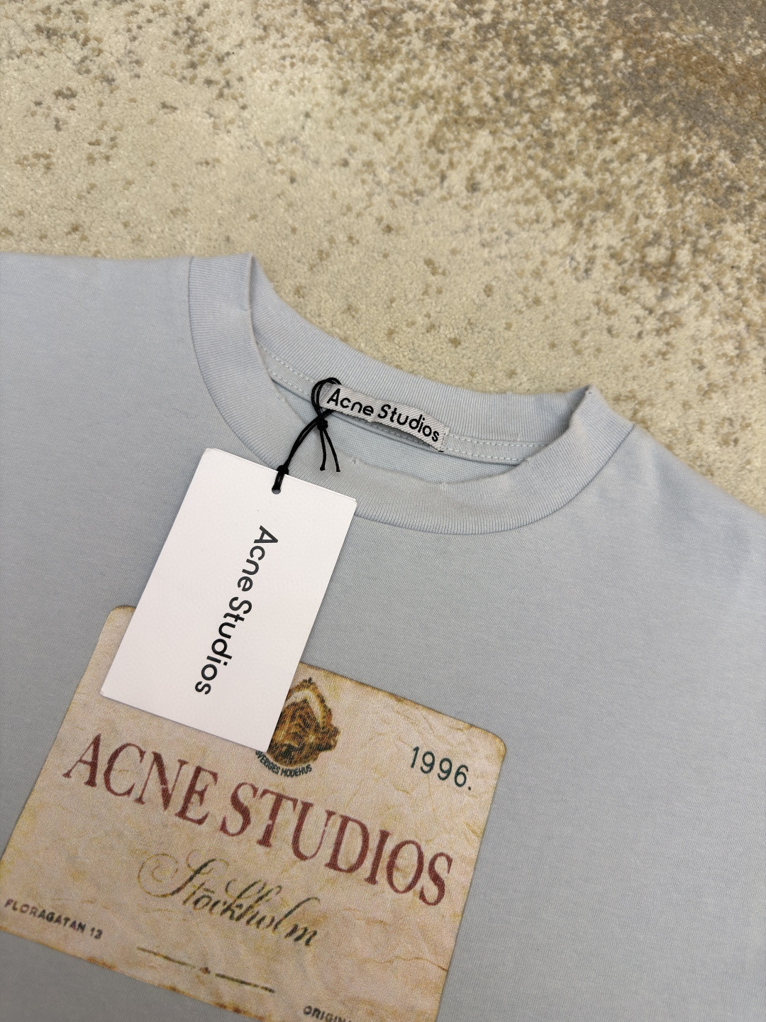 Acne Studios 钱币字母假两件圆领T恤 打底衫 长袖 浅灰色 A5 CL0322-AAB