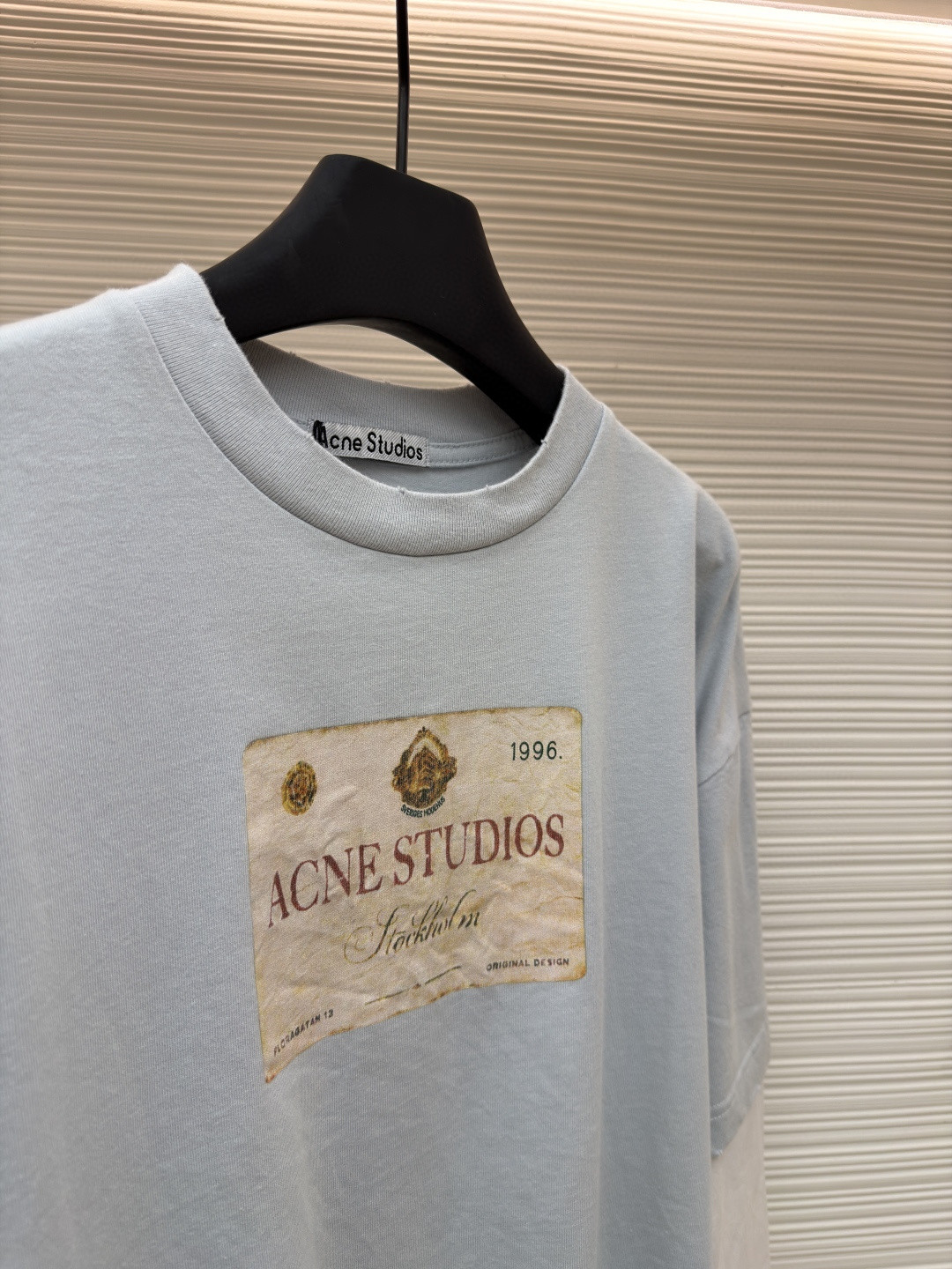Acne Studios 钱币字母假两件圆领T恤 打底衫 长袖 浅灰色 A5 CL0322-AAB