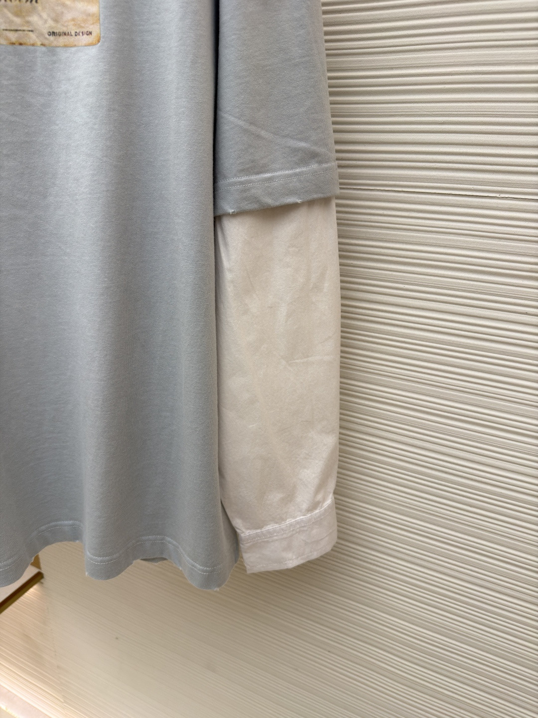 Acne Studios 钱币字母假两件圆领T恤 打底衫 长袖 浅灰色 A5 CL0322-AAB