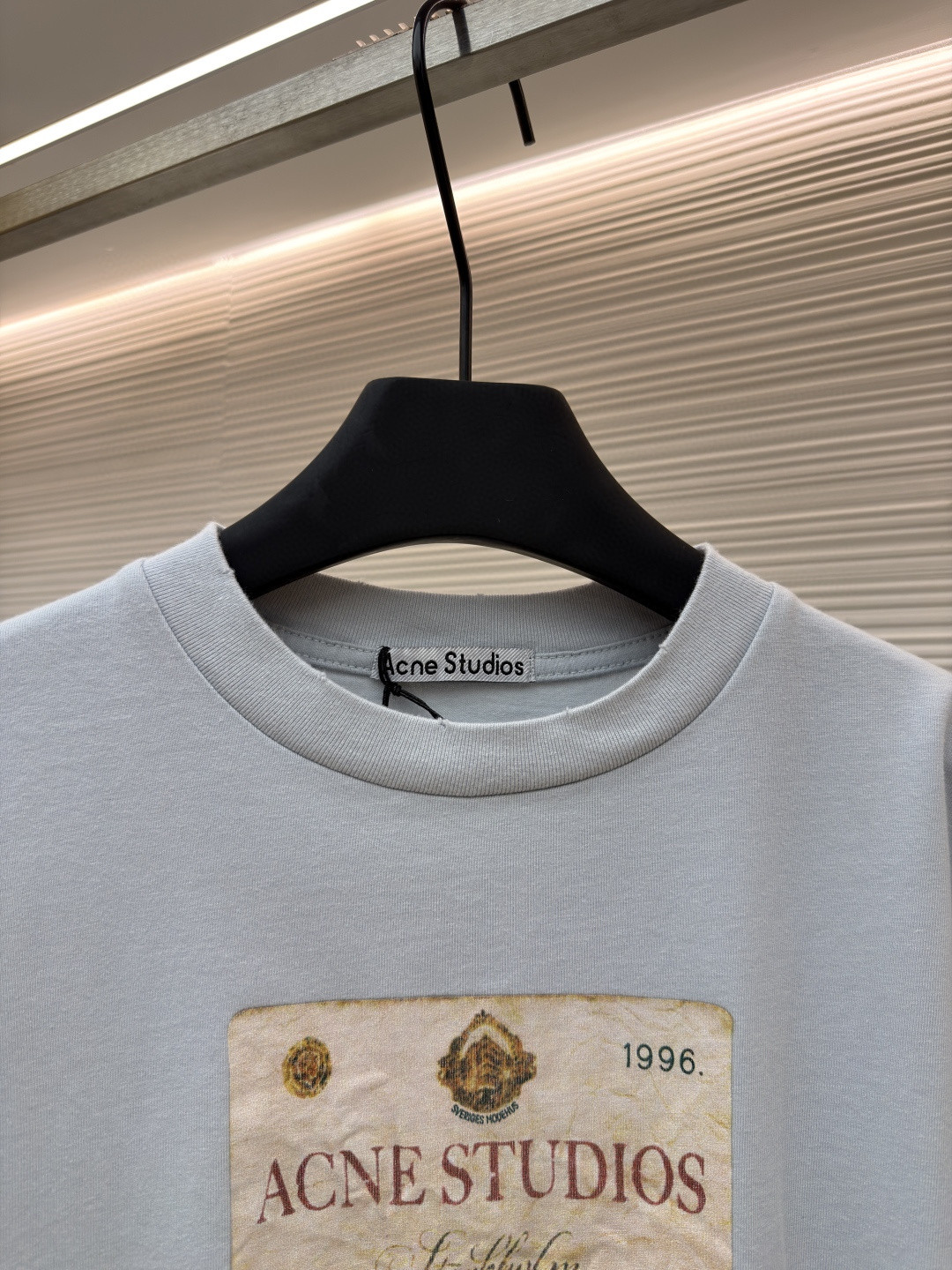 Acne Studios 钱币字母假两件圆领T恤 打底衫 长袖 浅灰色 A5 CL0322-AAB