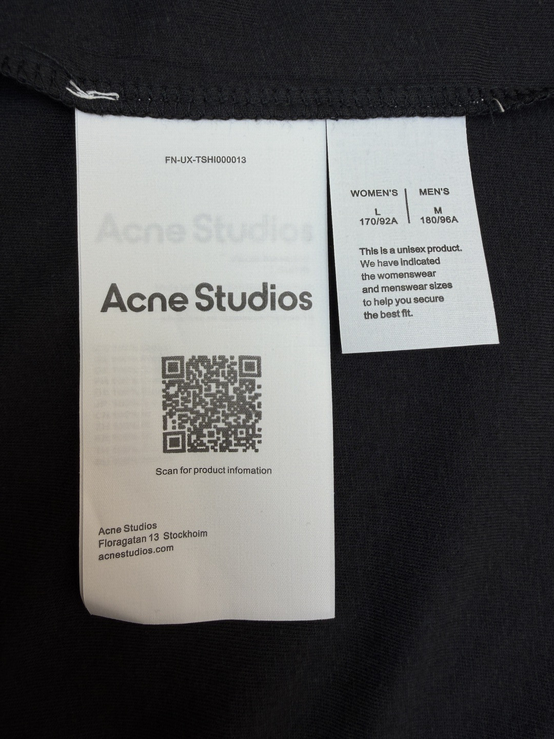 Acne Studios徽标口袋圆领T恤 打底衫 长袖 白色 黑色 A5 CL0439-AEG