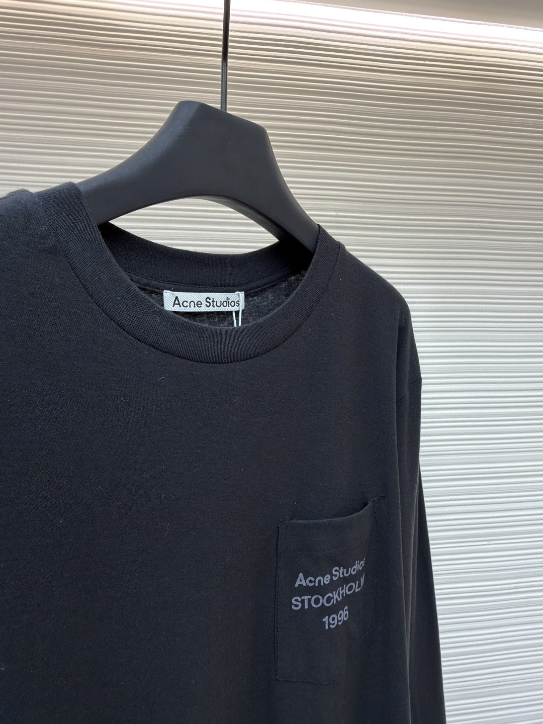 Acne Studios徽标口袋圆领T恤 打底衫 长袖 白色 黑色 A5 CL0439-AEG