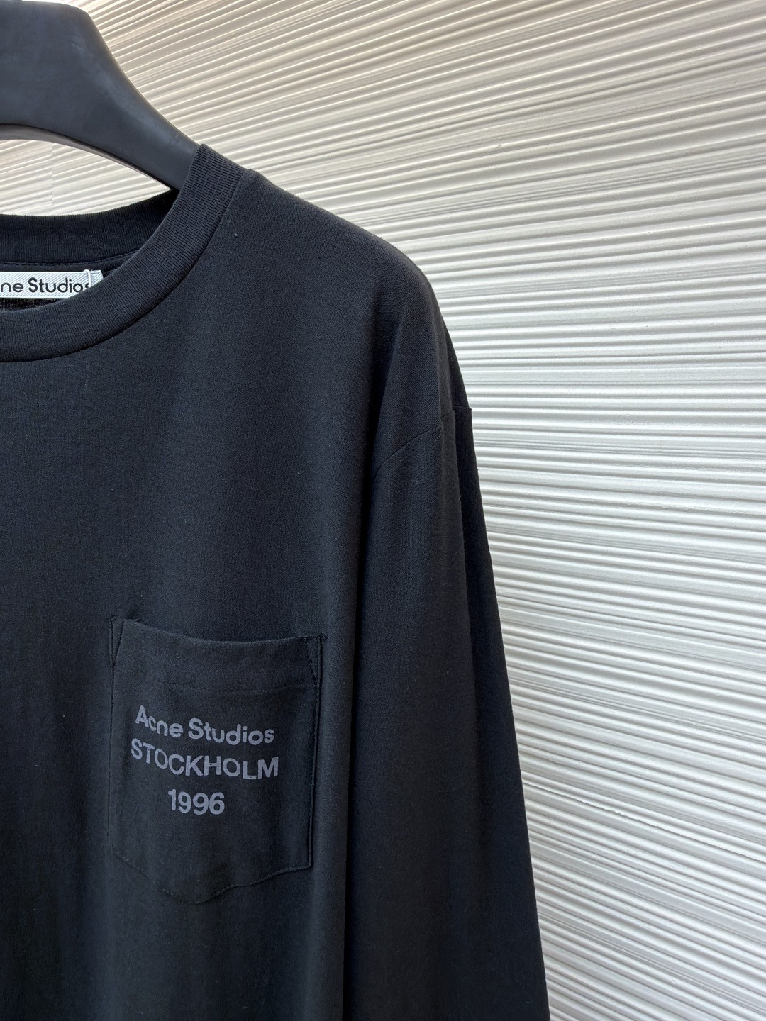 Acne Studios徽标口袋圆领T恤 打底衫 长袖 白色 黑色 A5 CL0439-AEG