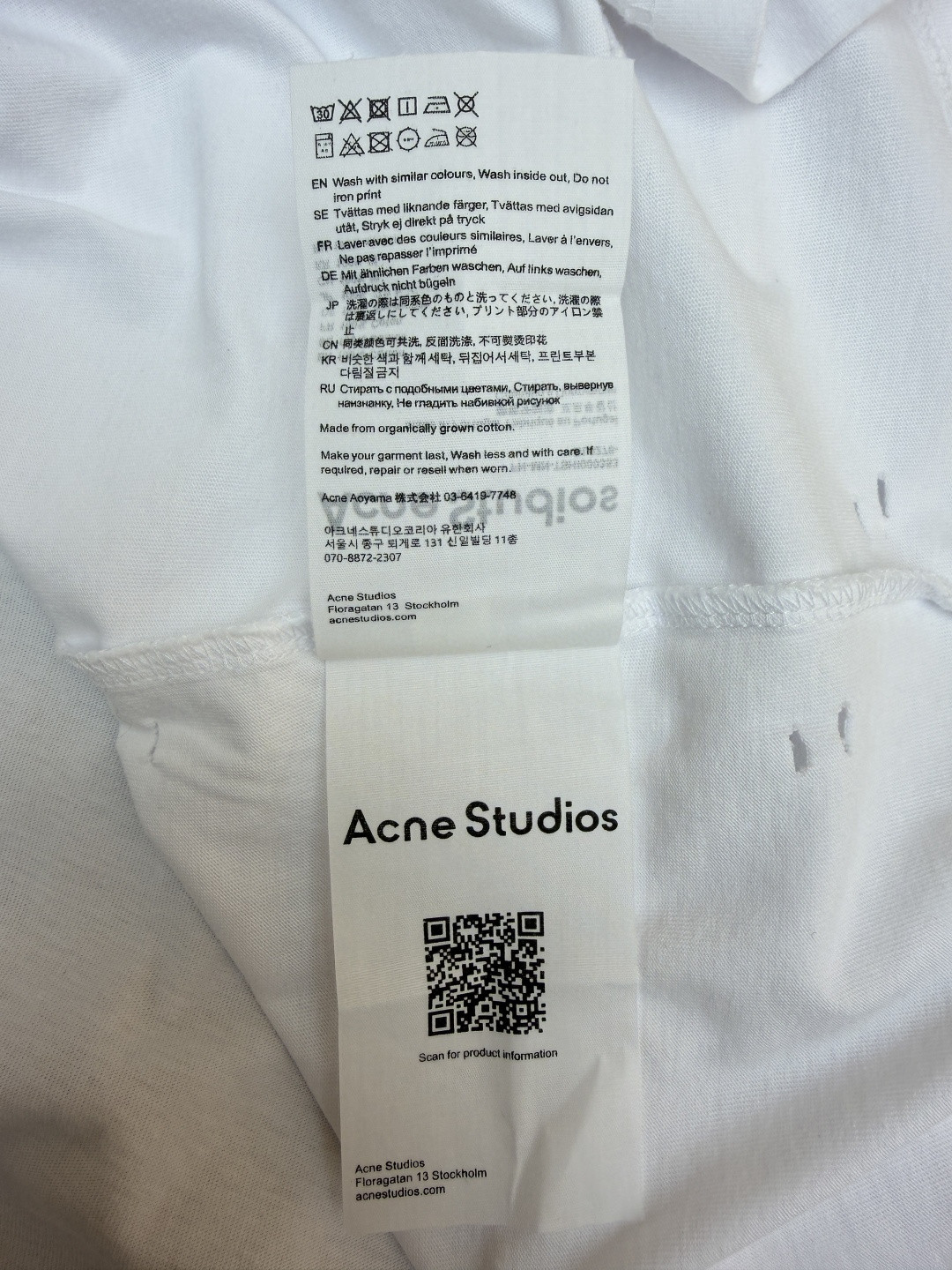 Acne Studios 做旧破洞徽标印花破洞T恤 短袖 白色 A2 CL0294-183