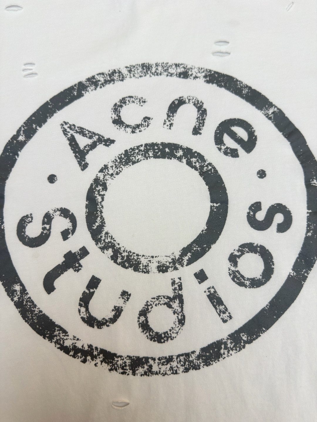 Acne Studios 做旧破洞徽标印花破洞T恤 短袖 白色 A2 CL0294-183