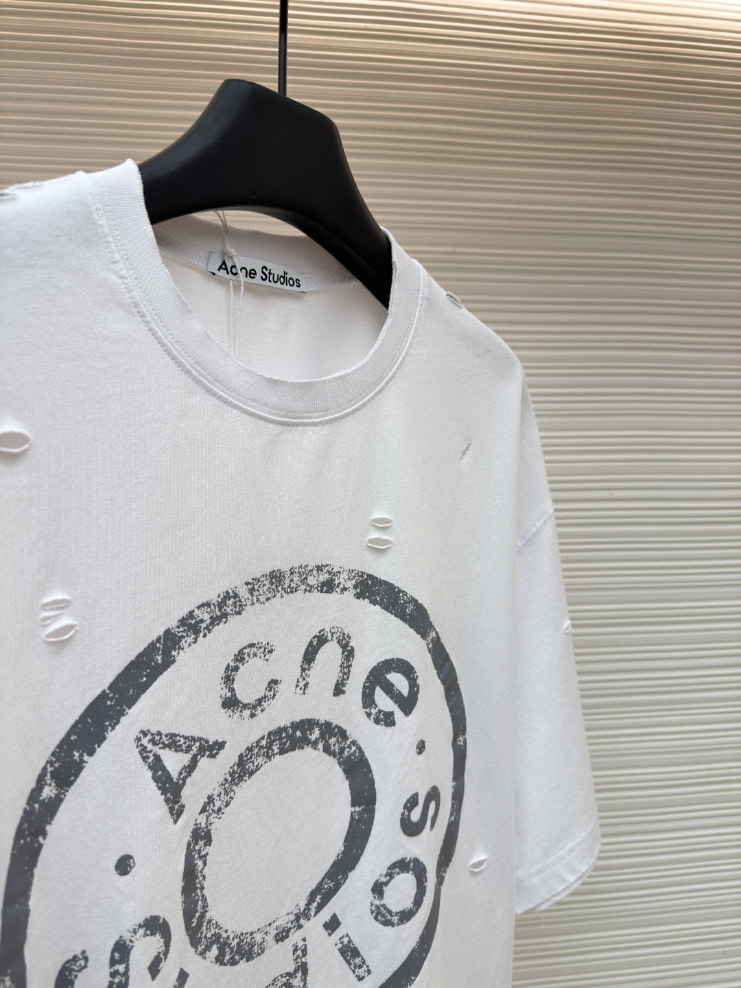 Acne Studios 做旧破洞徽标印花破洞T恤 短袖 白色 A2 CL0294-183