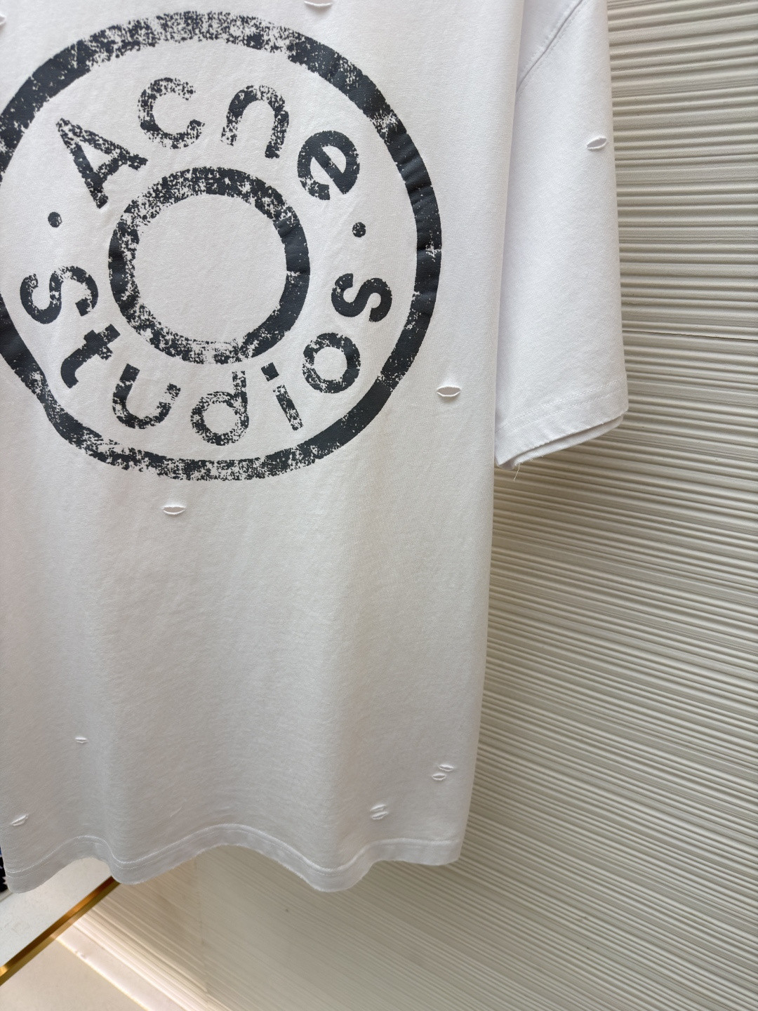 Acne Studios 做旧破洞徽标印花破洞T恤 短袖 白色 A2 CL0294-183