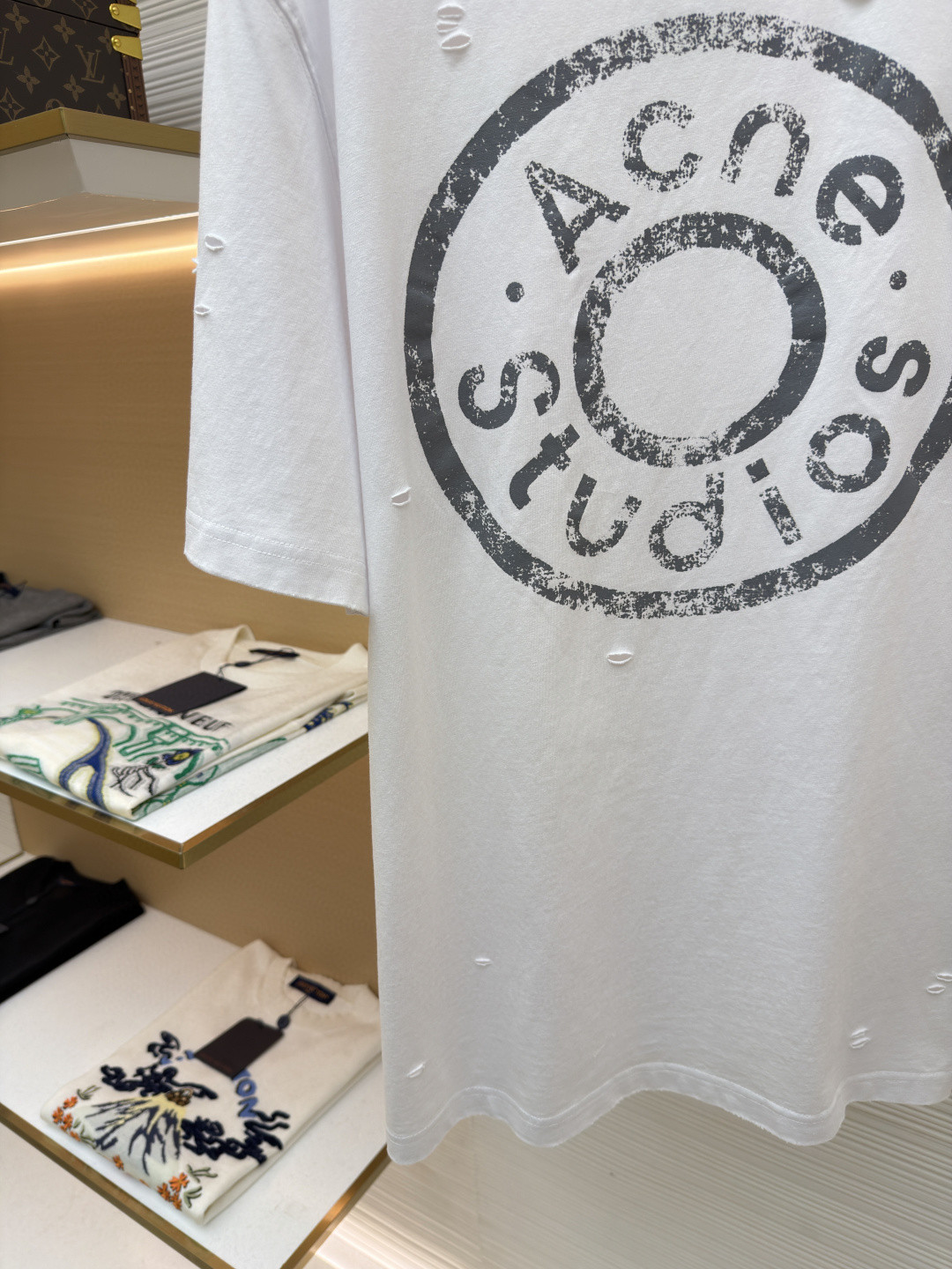Acne Studios 做旧破洞徽标印花破洞T恤 短袖 白色 A2 CL0294-183