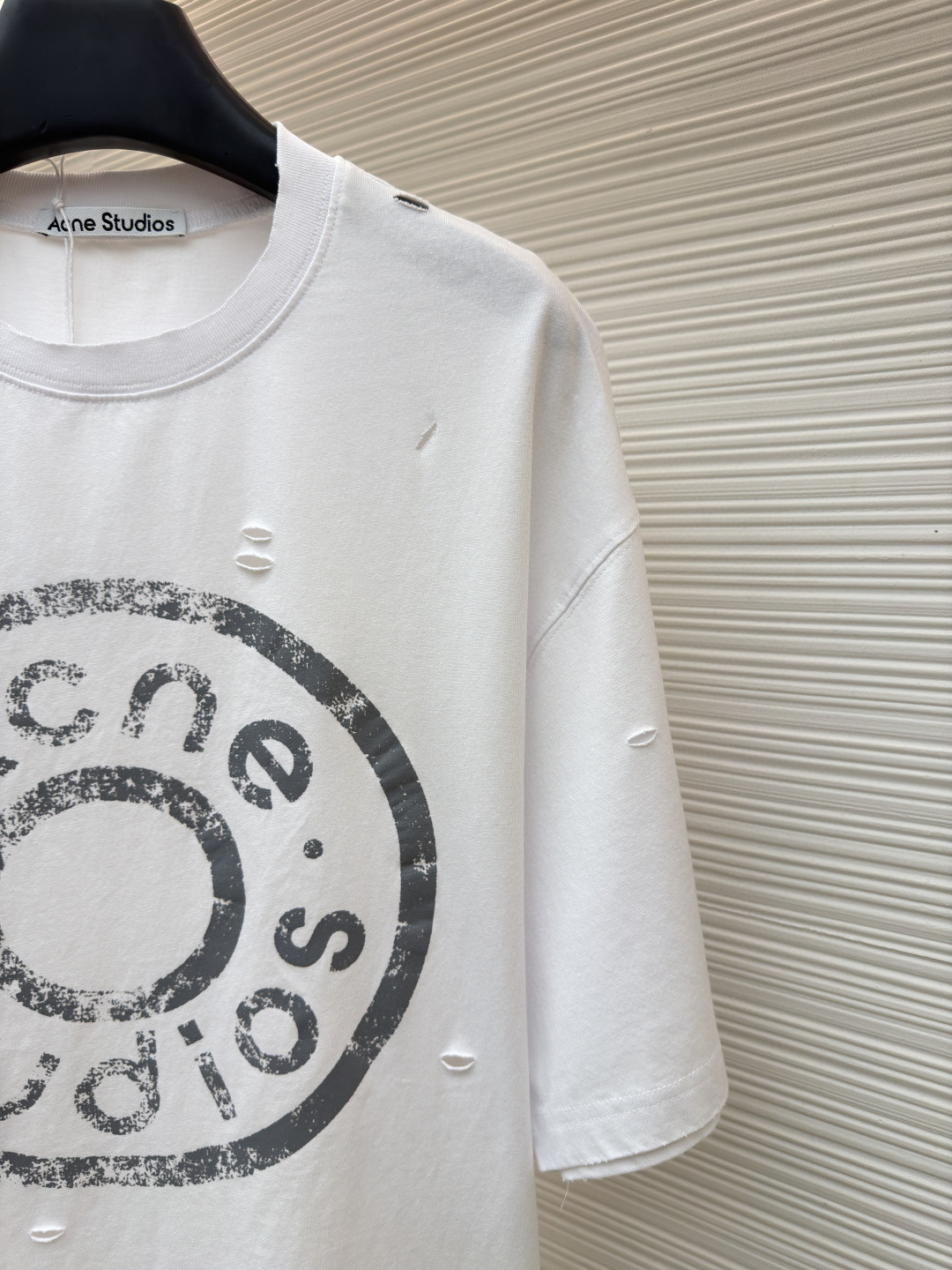 Acne Studios 做旧破洞徽标印花破洞T恤 短袖 白色 A2 CL0294-183
