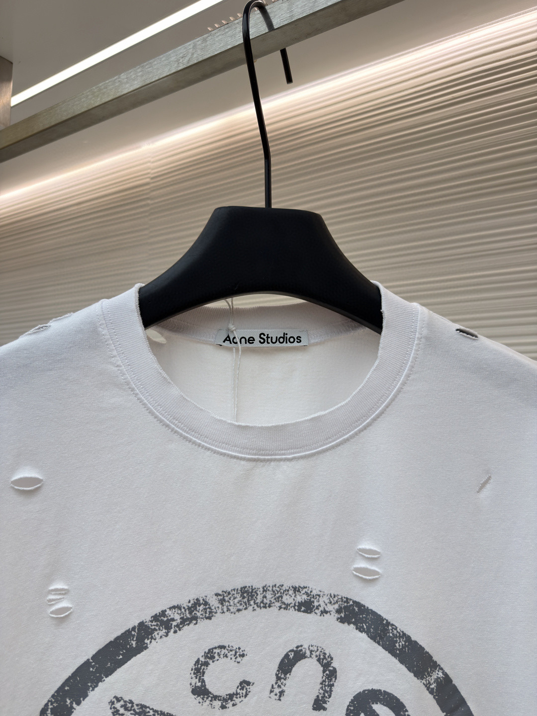 Acne Studios 做旧破洞徽标印花破洞T恤 短袖 白色 A2 CL0294-183