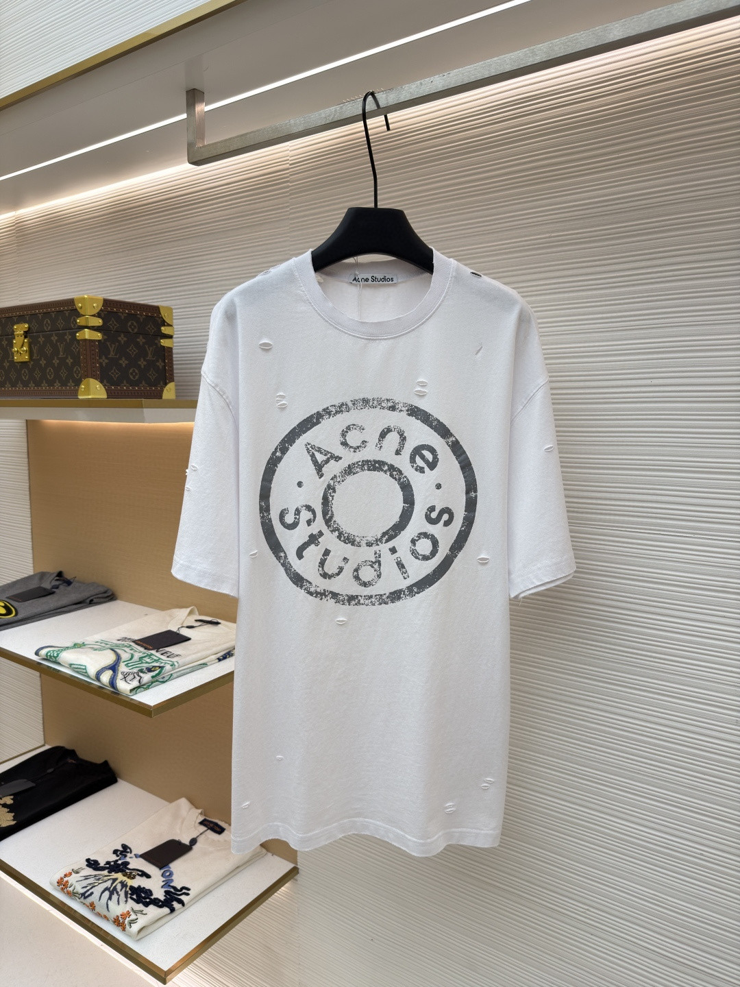 Acne Studios 做旧破洞徽标印花破洞T恤 短袖 白色 A2 CL0294-183