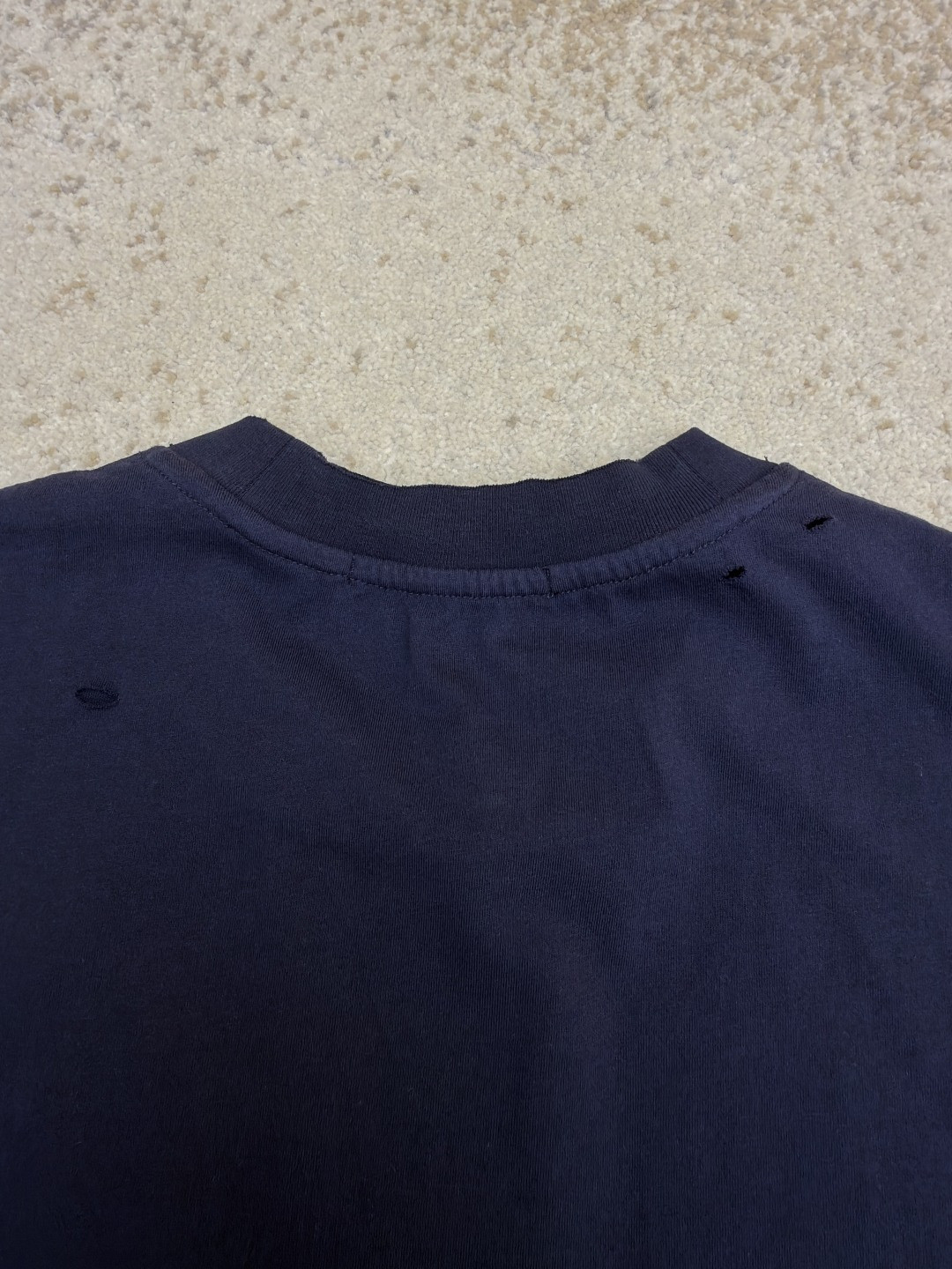 Acne Studios 做旧破洞徽标印花破洞T恤 短袖 蓝色 A0 CL0438-833