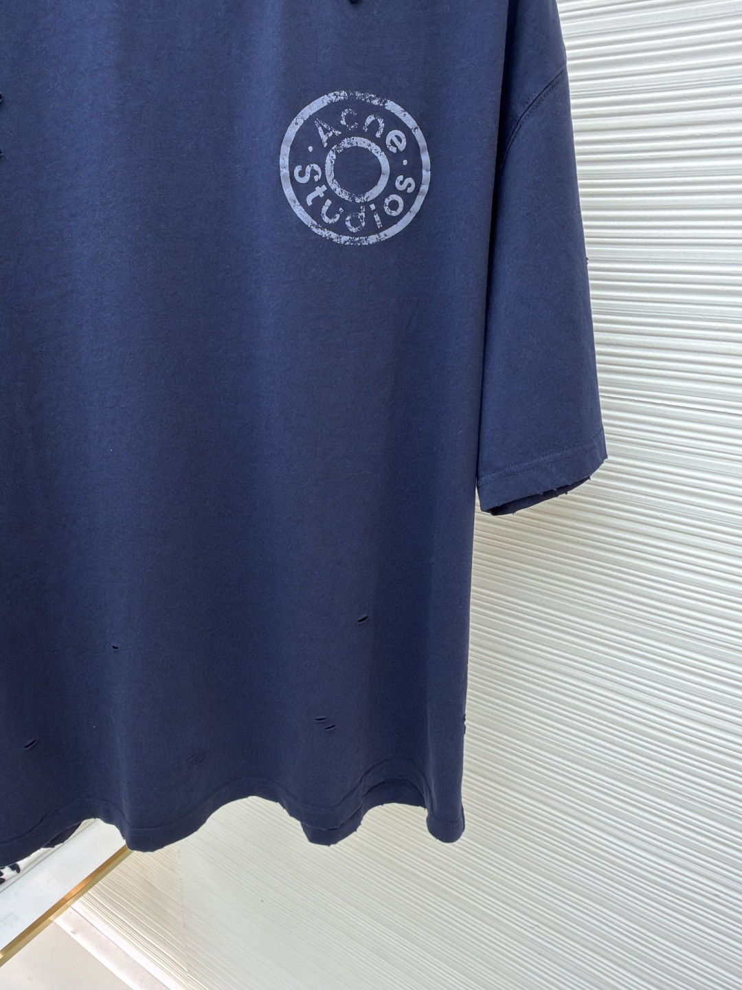 Acne Studios 做旧破洞徽标印花破洞T恤 短袖 蓝色 A0 CL0438-833