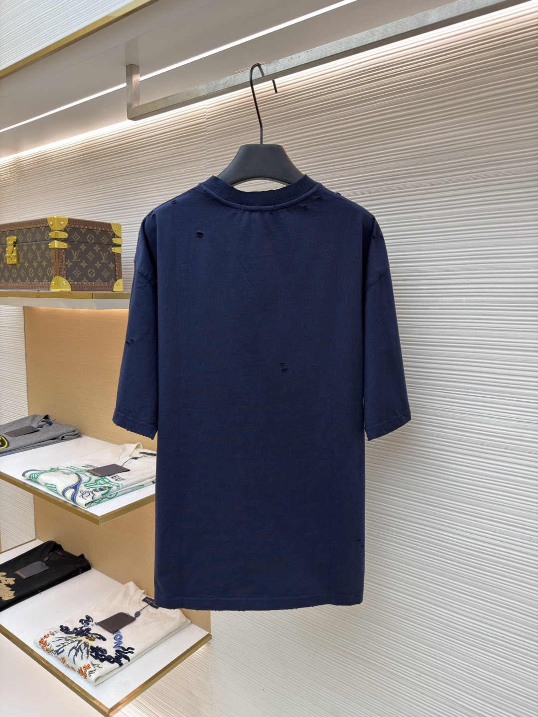 Acne Studios 做旧破洞徽标印花破洞T恤 短袖 蓝色 A0 CL0438-833