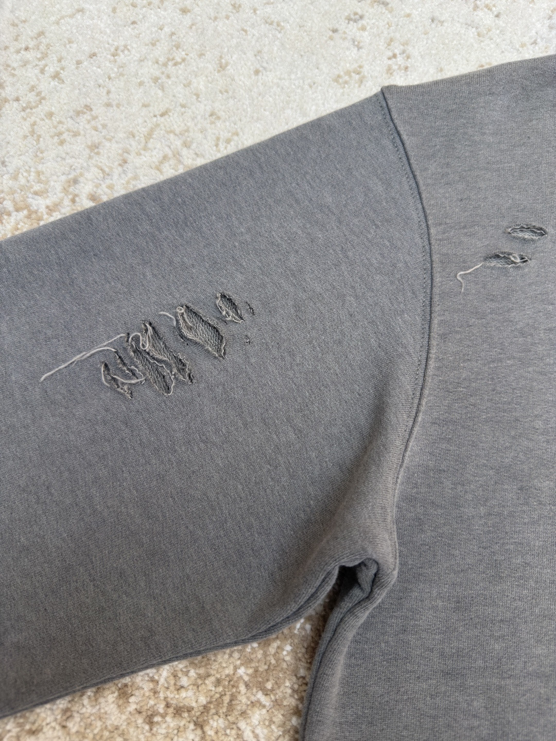 Acne Studios 破洞做旧徽标拉链连帽卫衣 外套 长袖 黑色 灰绿色 B0 CI0183-975