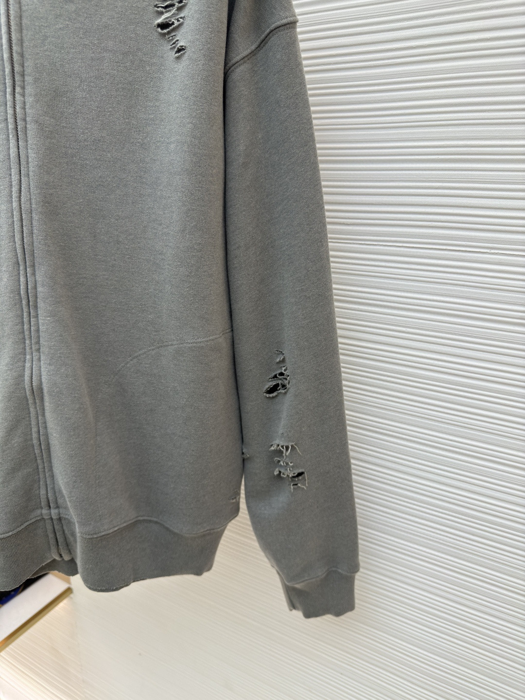 Acne Studios 破洞做旧徽标拉链连帽卫衣 外套 长袖 黑色 灰绿色 B0 CI0183-975