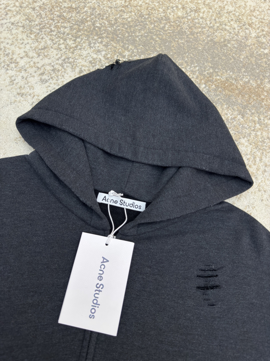 Acne Studios 破洞做旧徽标拉链连帽卫衣 外套 长袖 黑色 灰绿色 B0 CI0183-975