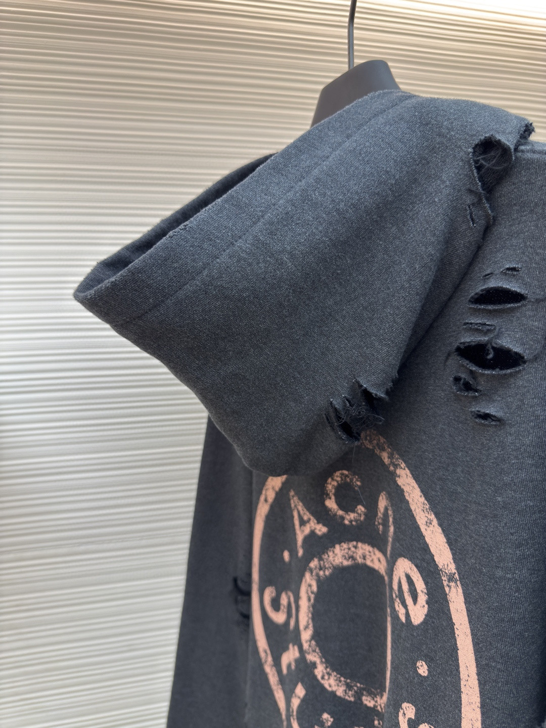 Acne Studios 破洞做旧徽标拉链连帽卫衣 外套 长袖 黑色 灰绿色 B0 CI0183-975