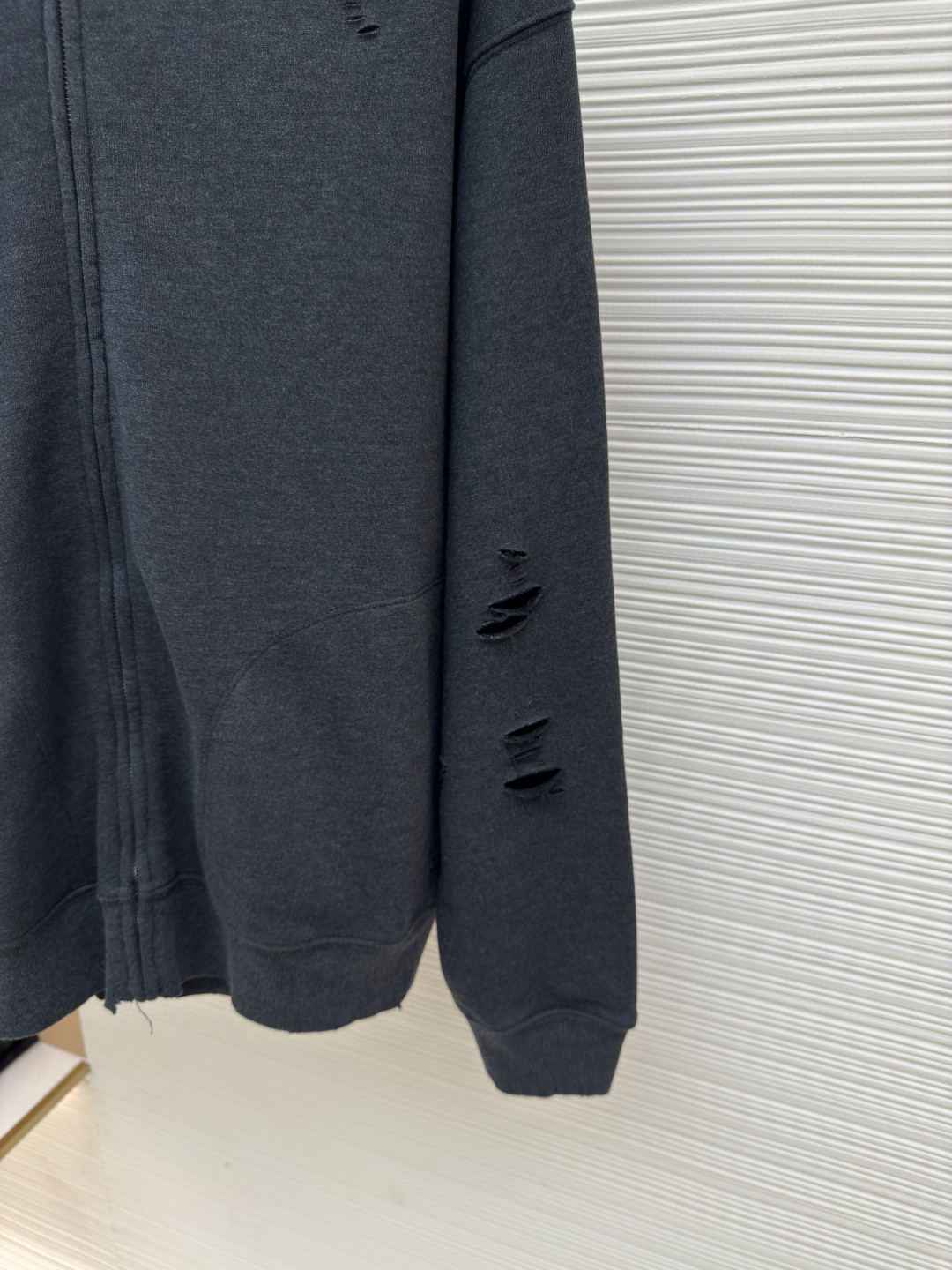 Acne Studios 破洞做旧徽标拉链连帽卫衣 外套 长袖 黑色 灰绿色 B0 CI0183-975