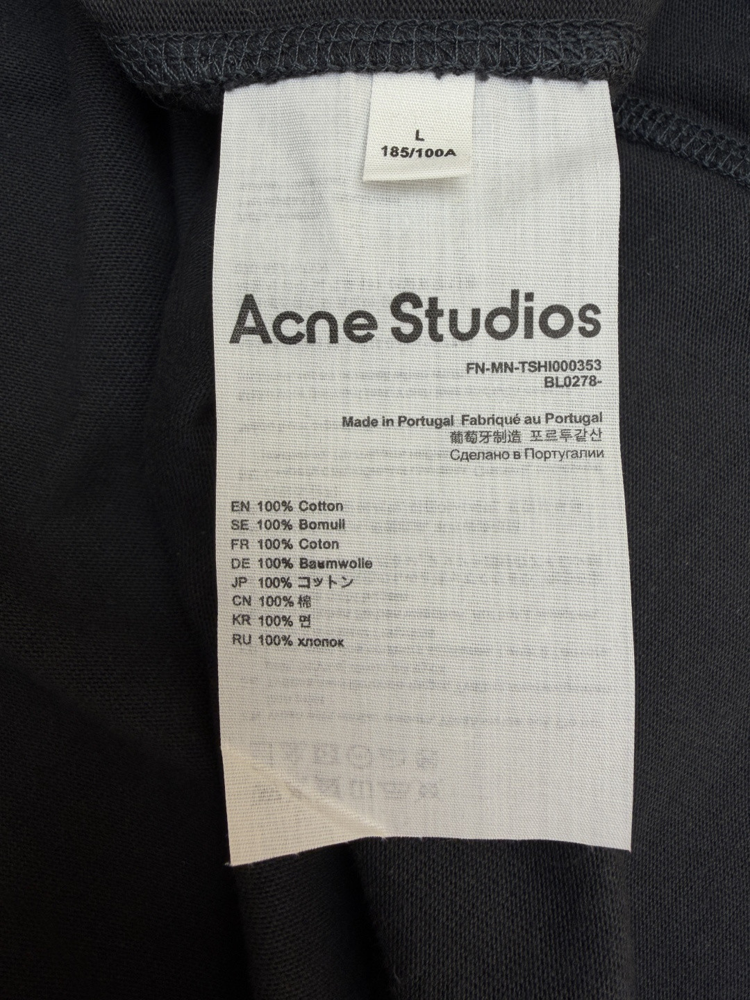 Acne Studios 胸前印章徽标圆领T恤 短袖 白色 黑色 A0 BL0278-183