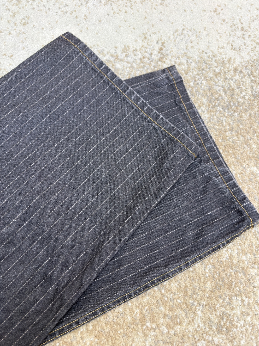 Acne Studios 拼接条纹牛仔裤 长裤 裤子 蓝黑色 B0 CK0139AIL