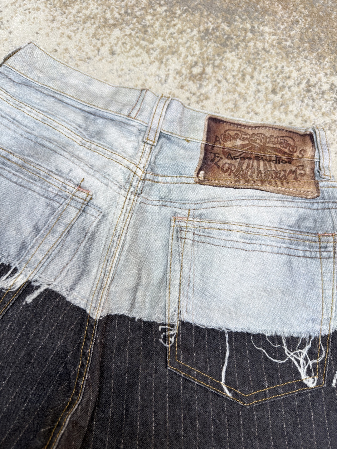 Acne Studios 拼接条纹牛仔裤 长裤 裤子 蓝黑色 B0 CK0139AIL