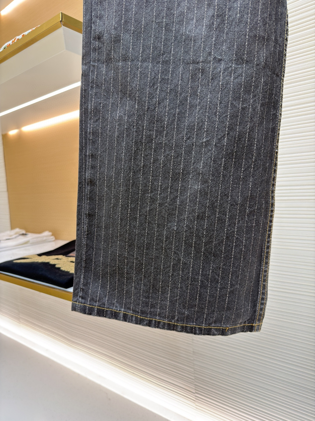 Acne Studios 拼接条纹牛仔裤 长裤 裤子 蓝黑色 B0 CK0139AIL