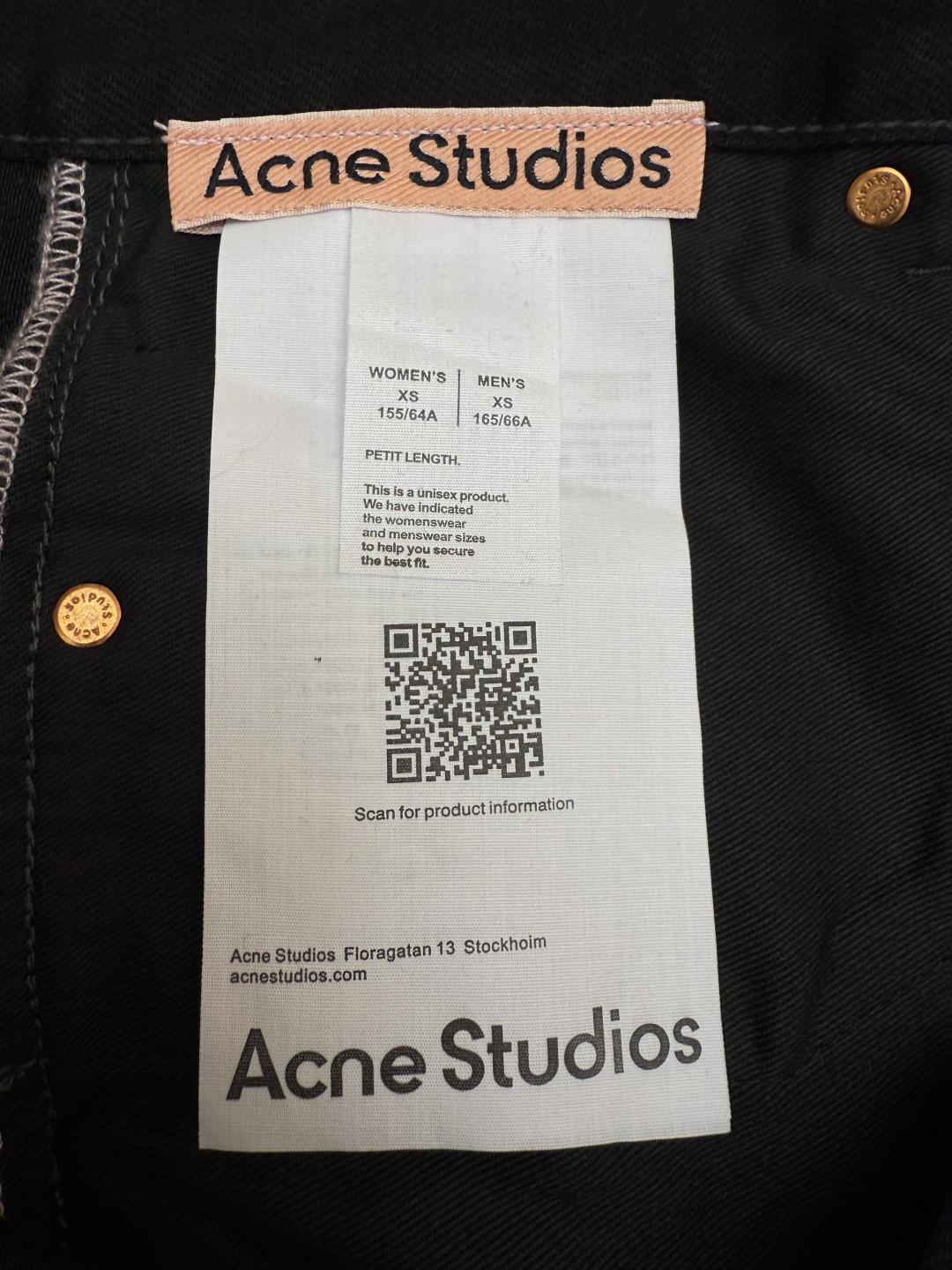 Acne Studios 基础直筒牛仔裤 长裤 裤子 黑色 B0