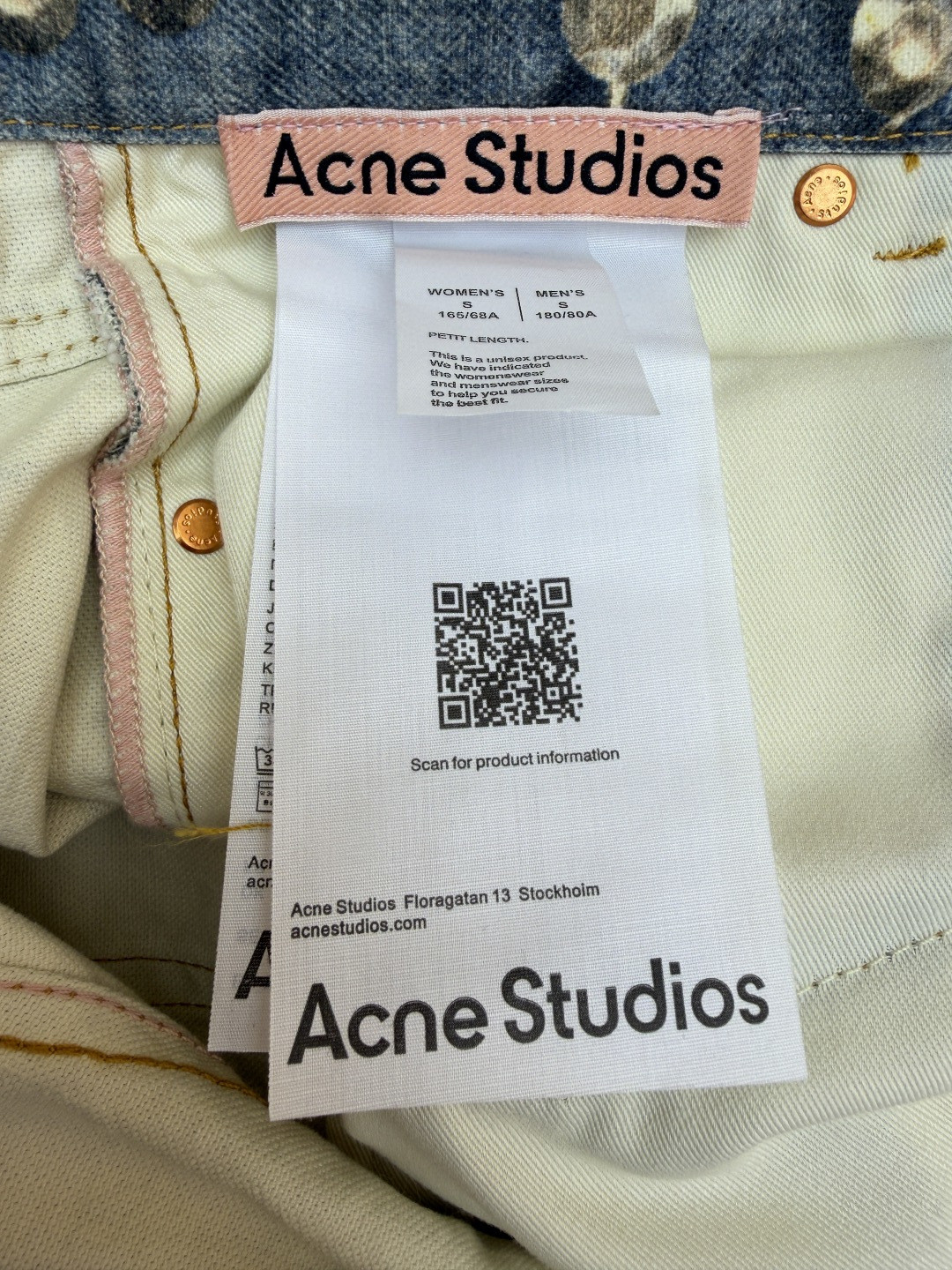 Acne Studios 水晶蝴蝶结3D错视小熊印花牛仔裤 长裤 裤子 蓝色 B0 CK0135-AUZ142