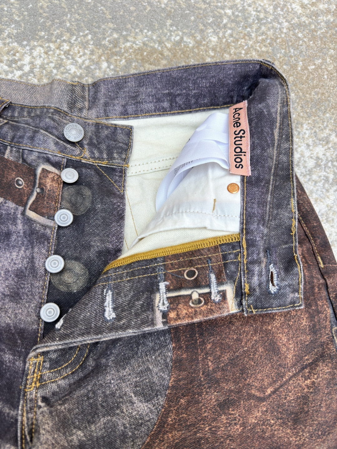 Acne Studios 3D错视复古印花牛仔裤 长裤 裤子 棕色 B0 BK0703-AG7