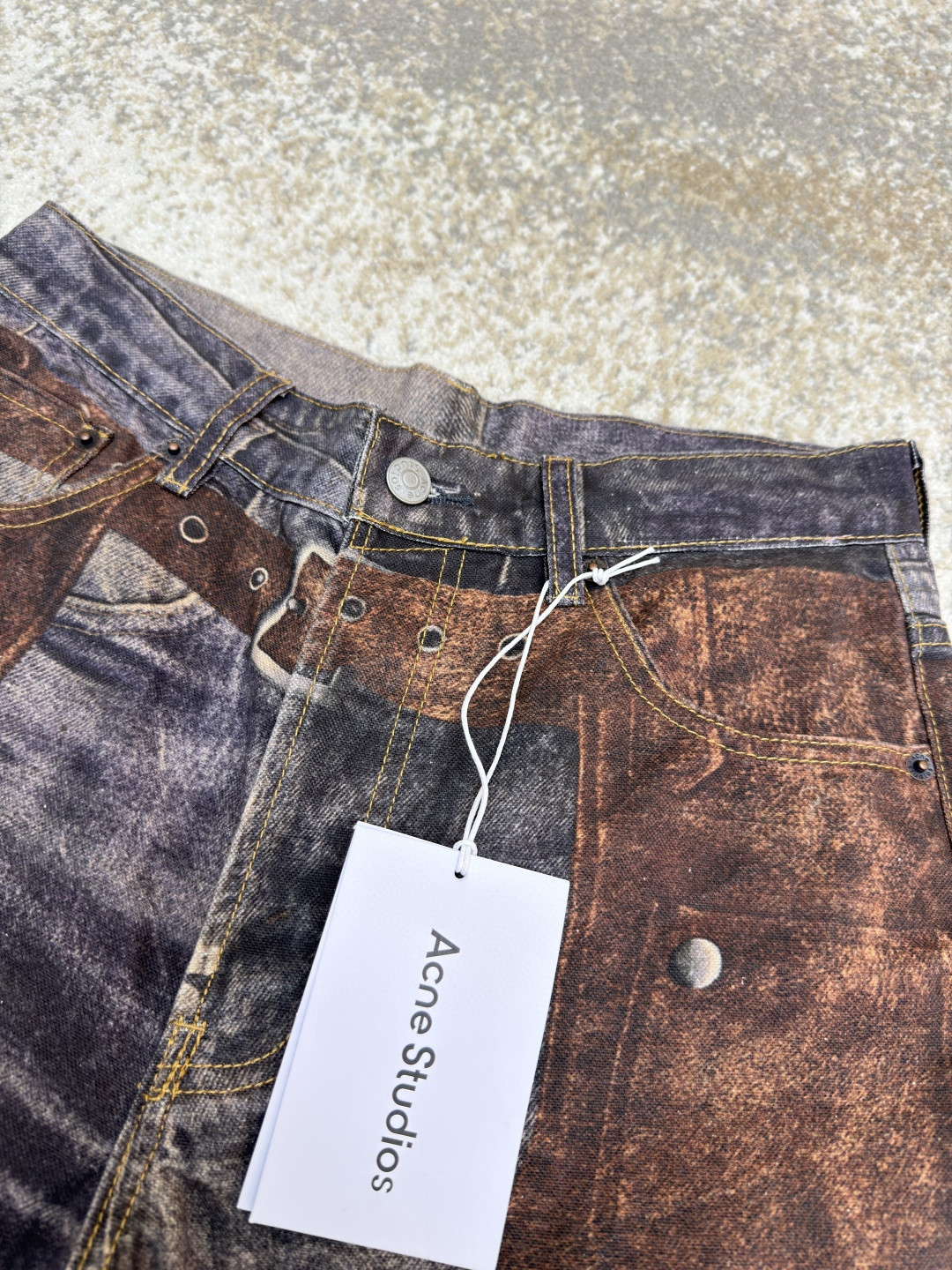 Acne Studios 3D错视复古印花牛仔裤 长裤 裤子 棕色 B0 BK0703-AG7