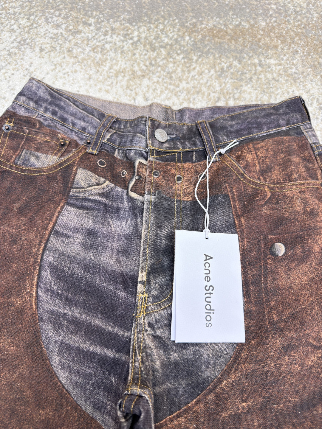 Acne Studios 3D错视复古印花牛仔裤 长裤 裤子 棕色 B0 BK0703-AG7