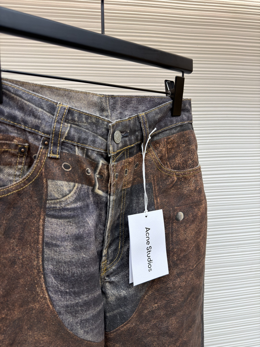 Acne Studios 3D错视复古印花牛仔裤 长裤 裤子 棕色 B0 BK0703-AG7