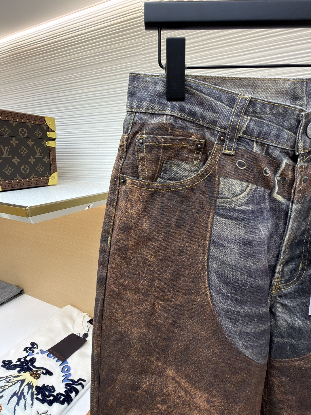 Acne Studios 3D错视复古印花牛仔裤 长裤 裤子 棕色 B0 BK0703-AG7