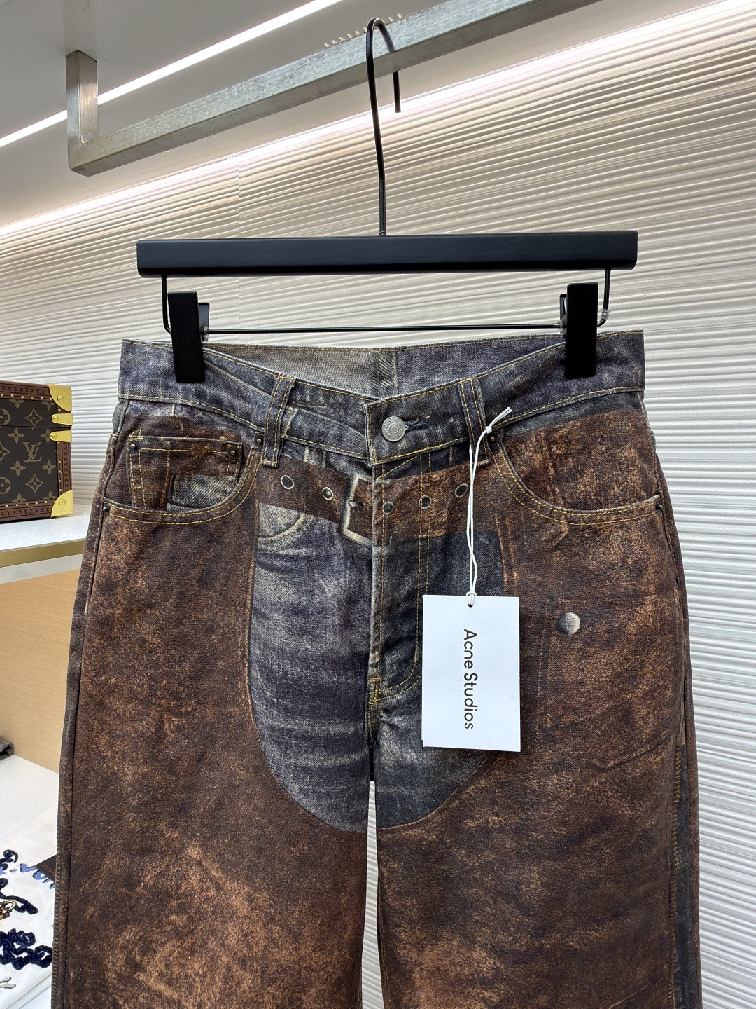 Acne Studios 3D错视复古印花牛仔裤 长裤 裤子 棕色 B0 BK0703-AG7