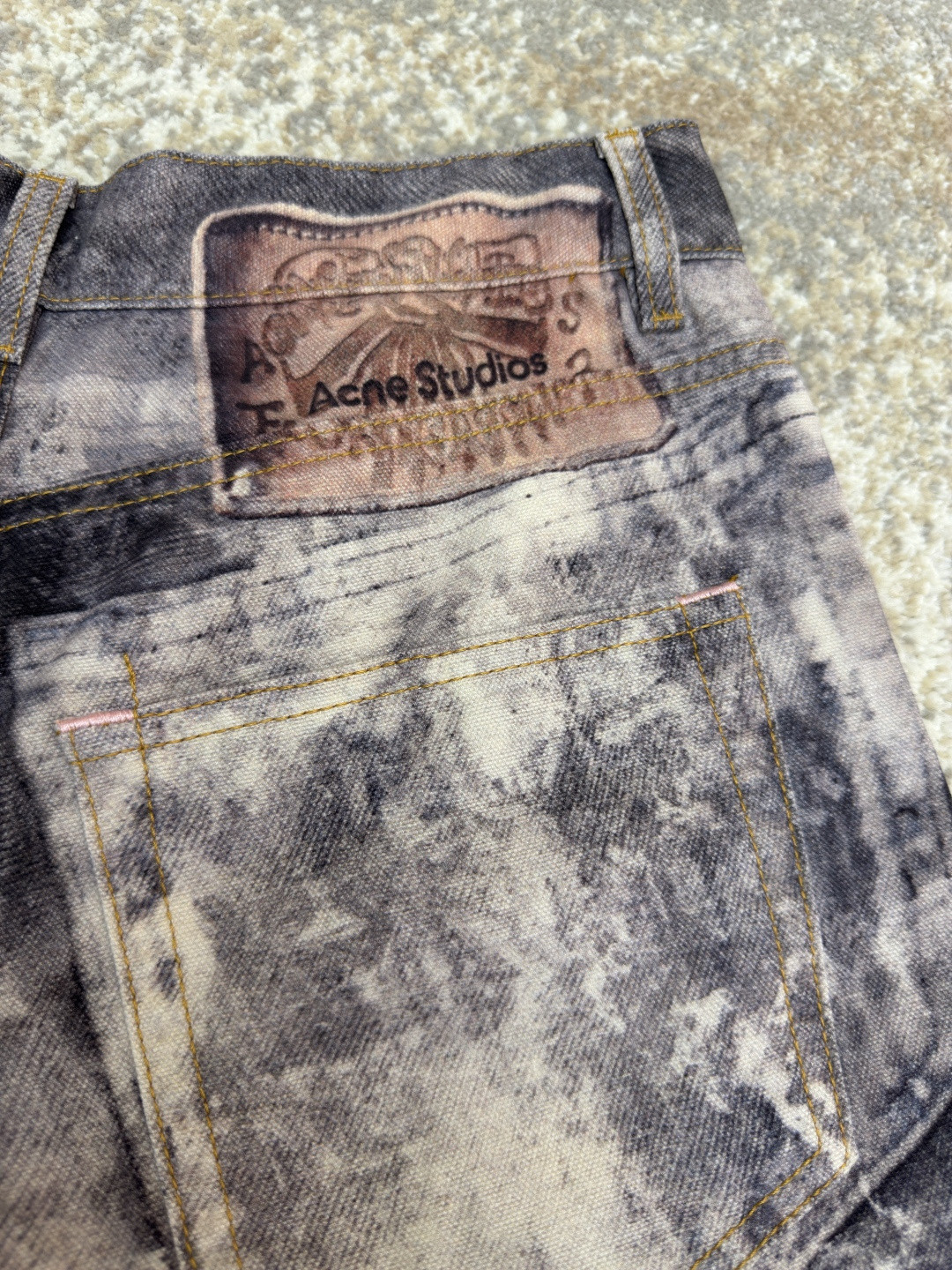 Acne Studios 泥染废土错视喷墨仿旧效果 3D打印牛仔裤 长裤 裤子 B0 A00410-AAA