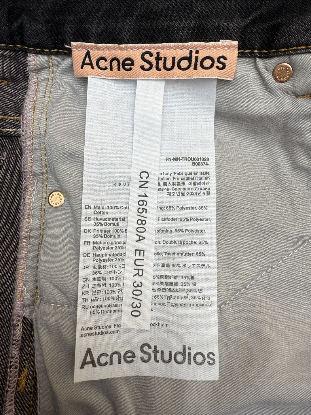 Acne Studios 泼墨涂绘牛仔七分裤 短裤 牛仔裤 裤子 黑色 A7 BE0173-900