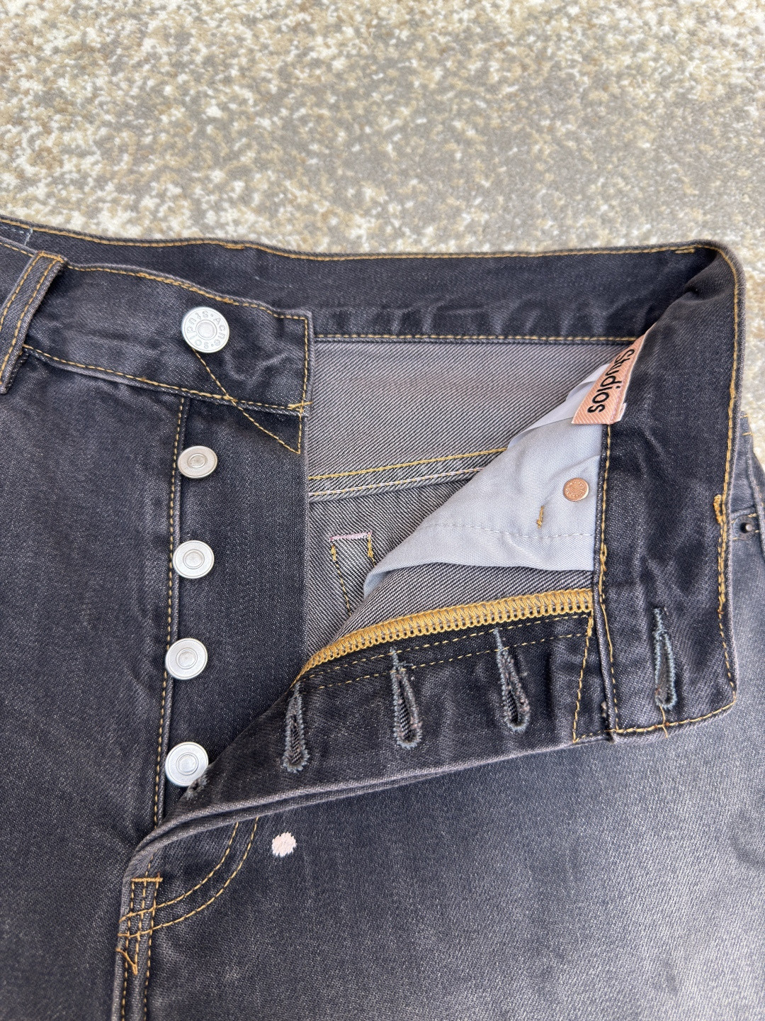 Acne Studios 泼墨涂绘牛仔七分裤 短裤 牛仔裤 裤子 黑色 A7 BE0173-900