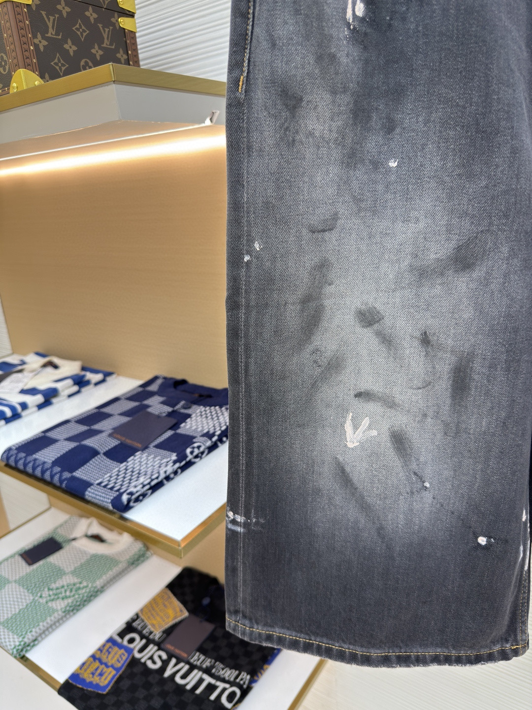 Acne Studios 泼墨涂绘牛仔七分裤 短裤 牛仔裤 裤子 黑色 A7 BE0173-900