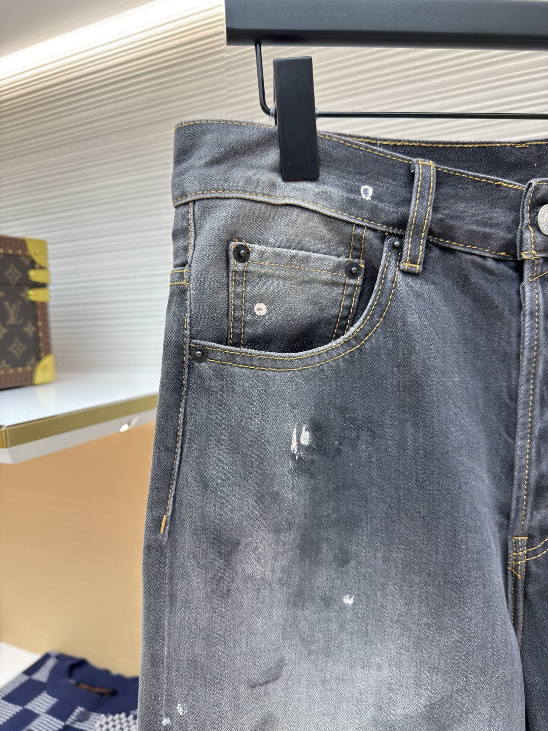 Acne Studios 泼墨涂绘牛仔七分裤 短裤 牛仔裤 裤子 黑色 A7 BE0173-900