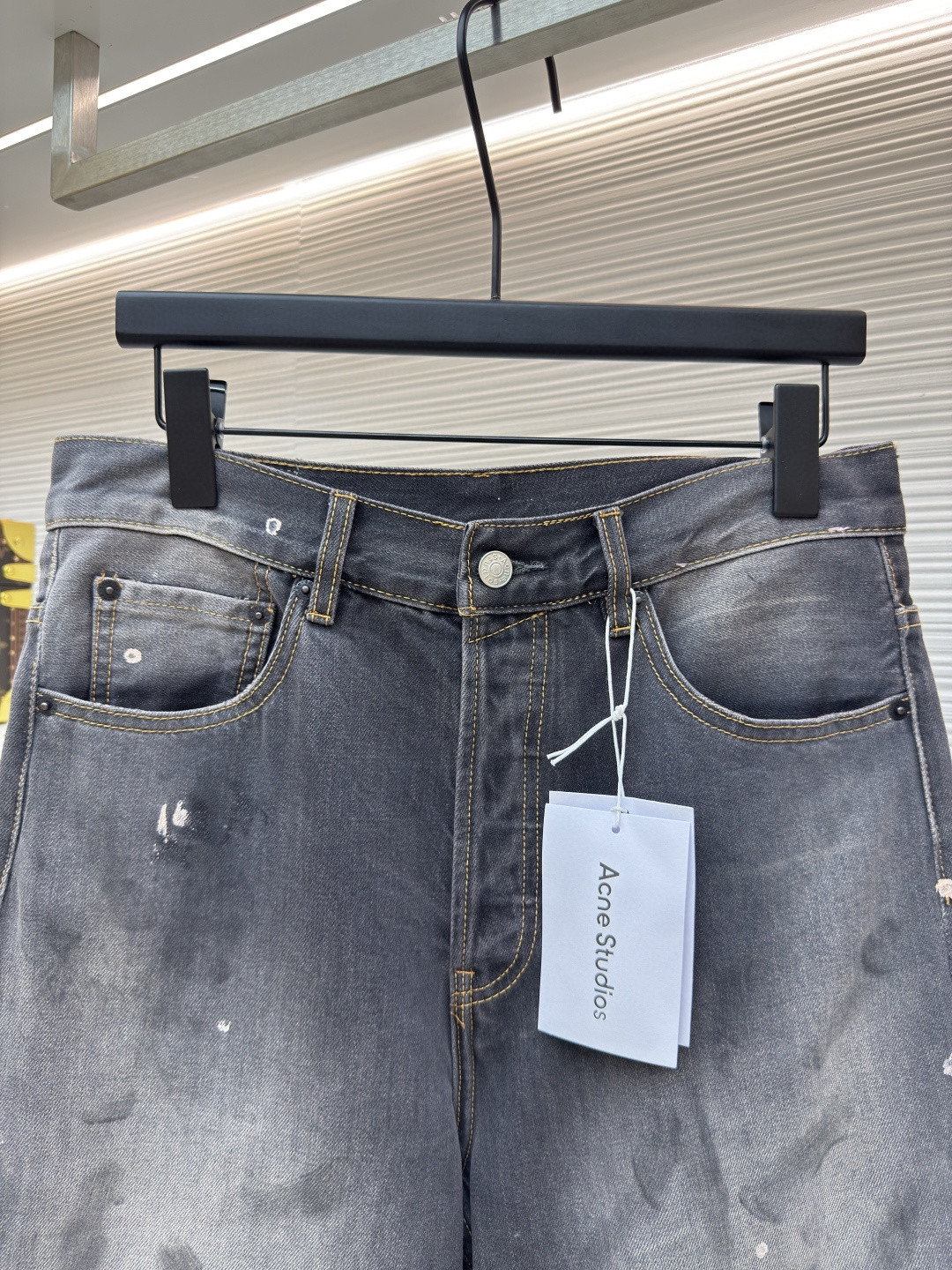 Acne Studios 泼墨涂绘牛仔七分裤 短裤 牛仔裤 裤子 黑色 A7 BE0173-900