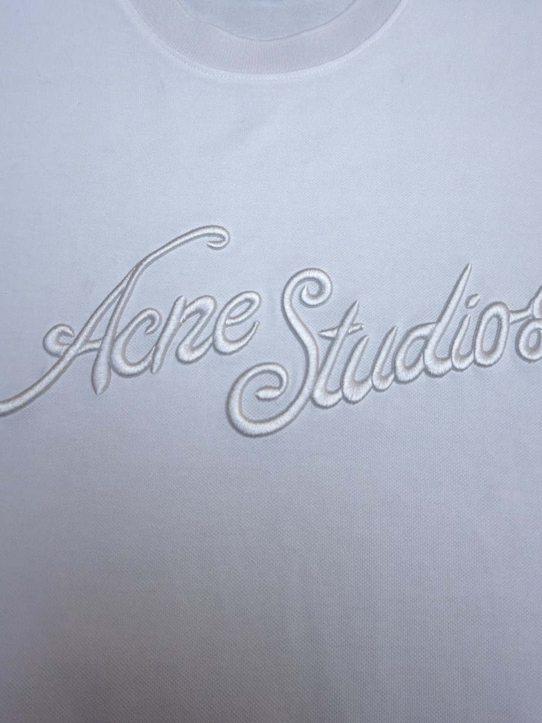 Acne Studios 3D刺绣徽标圆领T恤 短袖 白色 黑色 蓝色 A0 CL0327-183