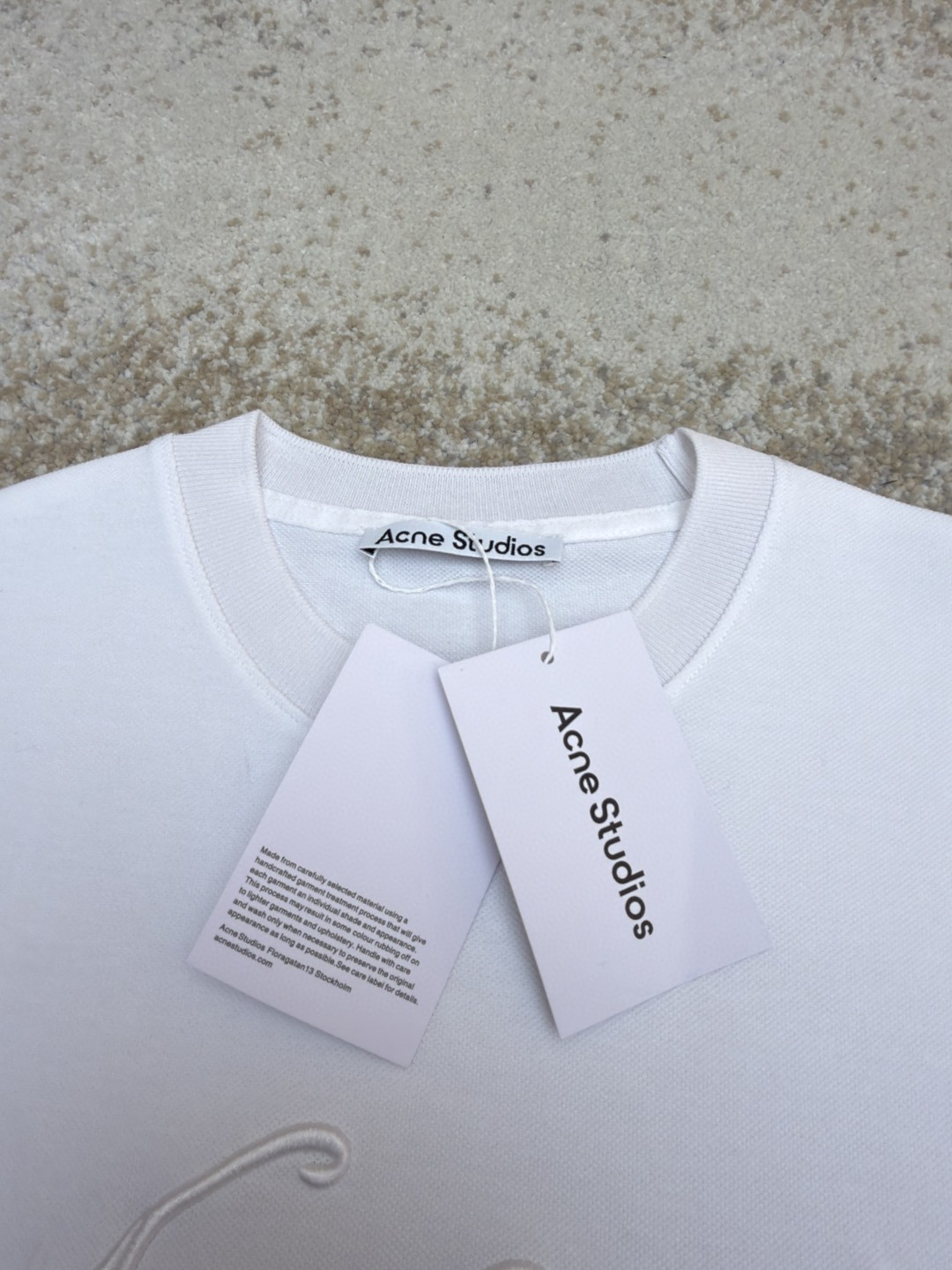 Acne Studios 3D刺绣徽标圆领T恤 短袖 白色 黑色 蓝色 A0 CL0327-183