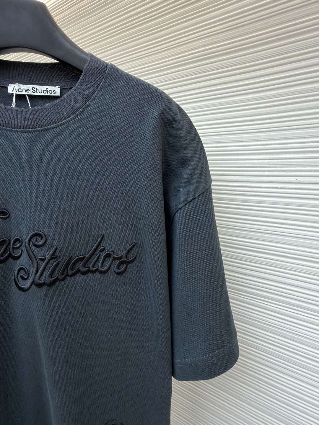 Acne Studios 3D刺绣徽标圆领T恤 短袖 白色 黑色 蓝色 A0 CL0327-183