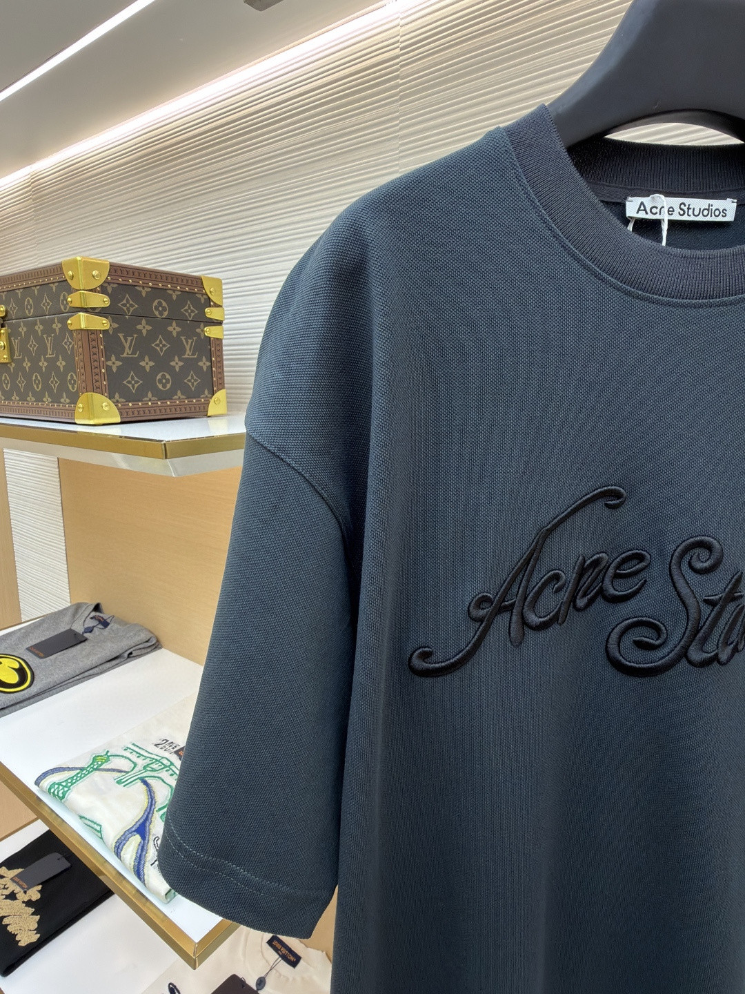 Acne Studios 3D刺绣徽标圆领T恤 短袖 白色 黑色 蓝色 A0 CL0327-183