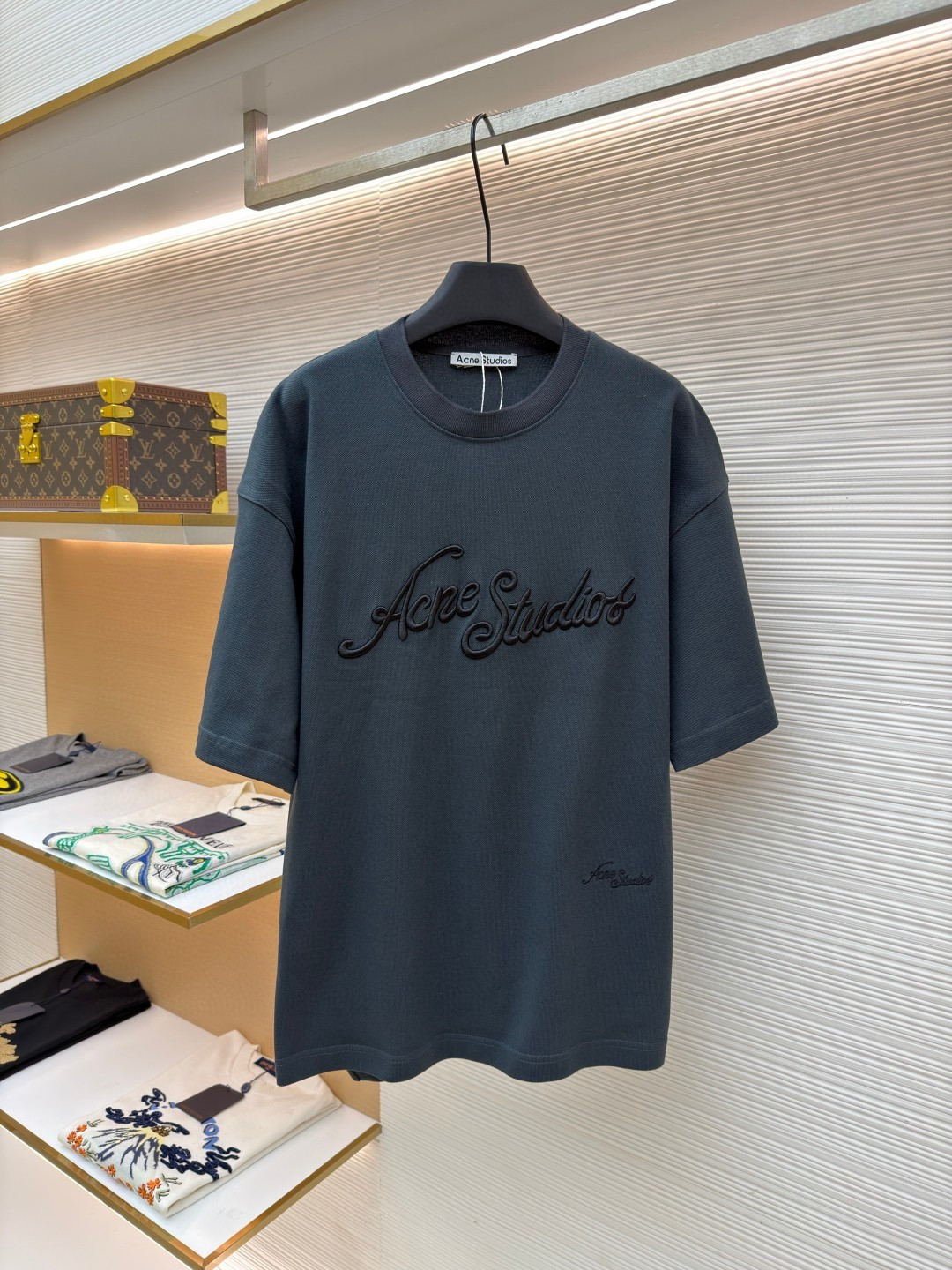 Acne Studios 3D刺绣徽标圆领T恤 短袖 白色 黑色 蓝色 A0 CL0327-183