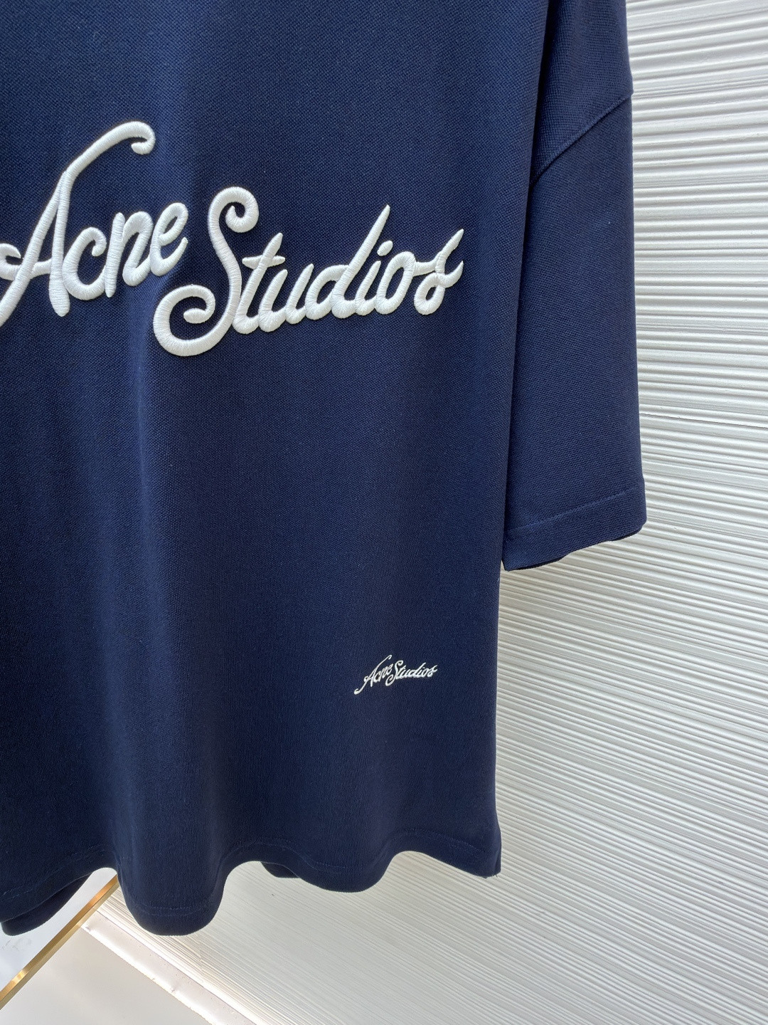 Acne Studios 3D刺绣徽标圆领T恤 短袖 白色 黑色 蓝色 A0 CL0327-183