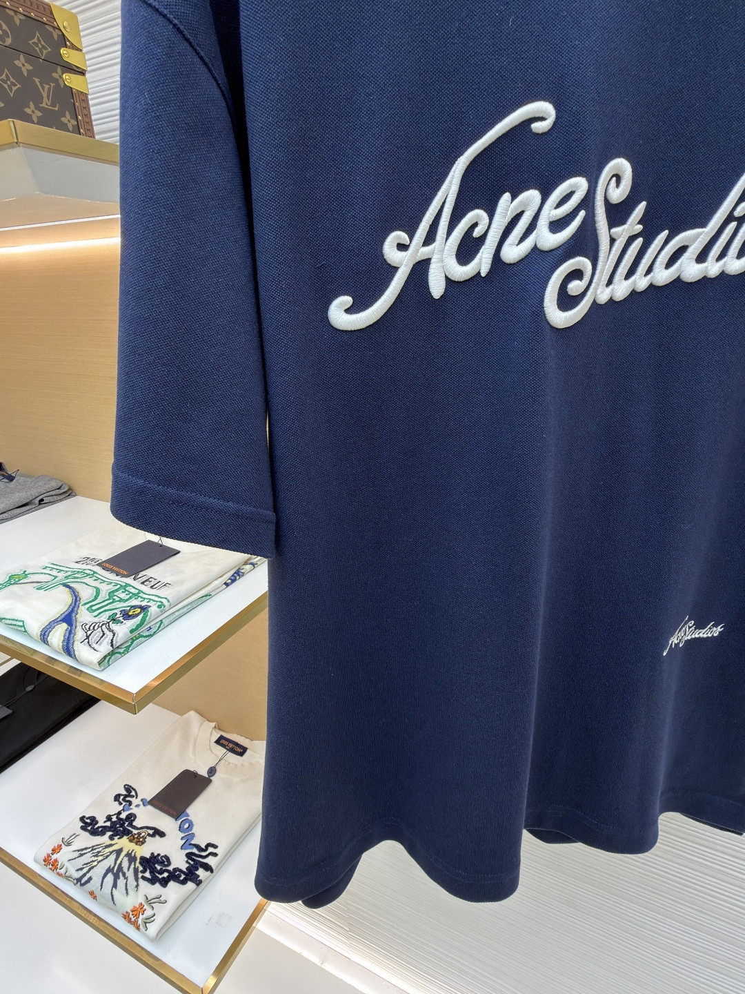 Acne Studios 3D刺绣徽标圆领T恤 短袖 白色 黑色 蓝色 A0 CL0327-183